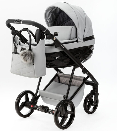 Детская коляска Adamex Quantum Deluxe 2 в 1 Q-SA3-K (СВ.СЕРАЯ КОЖА 100%)