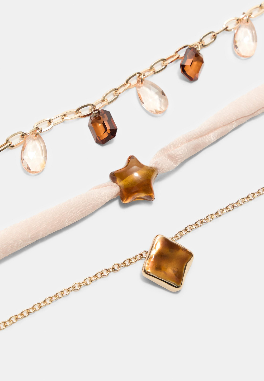 STRADIVARIUS Набор из 3 ожерелий, золотой