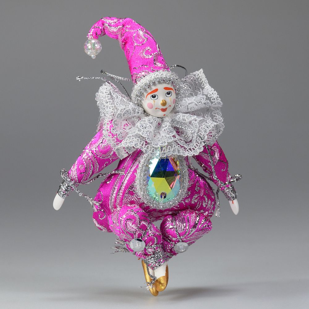 Ёлочная игрушка Гном-Самоцвет парчовый