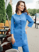 Голубая медицинская блуза Бл-365 3/4 Либерти люкс