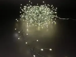 Гирлянда Капли 400 теплых белых микро ламп, 1000 см., 8 функций, таймер, зеленый провод, Luca (84637)