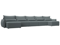 Диван П-образный Лига-051 НПБ МегаЛонг РОГОЖКА Амур 07 серый