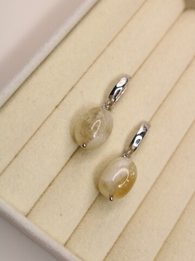 Серьги с натуральным цитрином "Цитриновая искра"