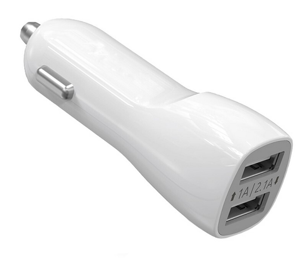 Автомобильный адаптер питания Z003 2USB (белый)