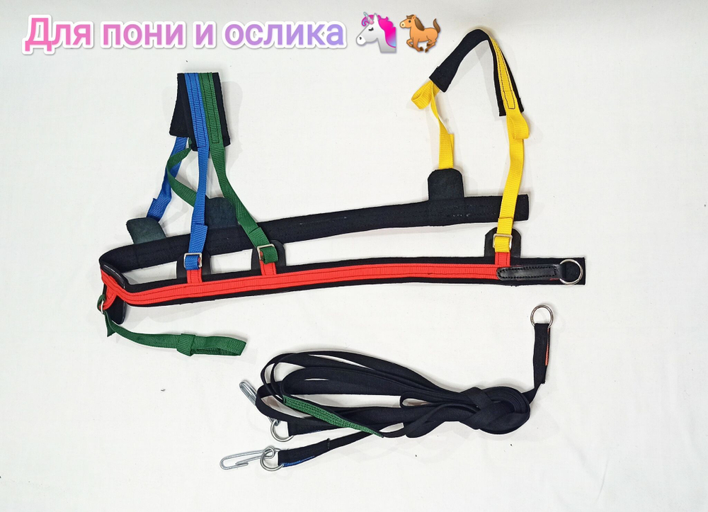 Шлейка для катания на ватрушке для пони и ослика, скиджоринг-красная