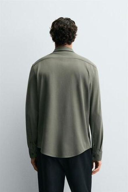 ZARA РУБАШКА REGULAR-FIT, СВЕТЛЫЙ ХАКИ