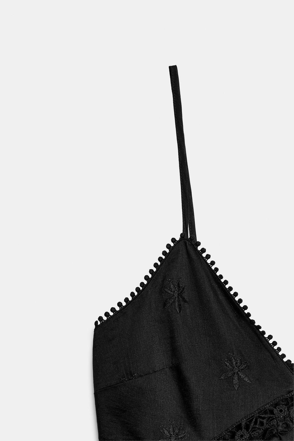ZARA ПЛАТЬЕ МИДИ С ВЫШИВКОЙ, ЧЕРНЫЙ