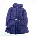 Пальто демисезонное с капюшоном BORELLI Синий/Горизонтальная отстрочка/Серебристая пряжка (Девочка)