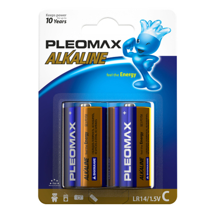 Батарейки Pleomax LR14-2BL Alkaline