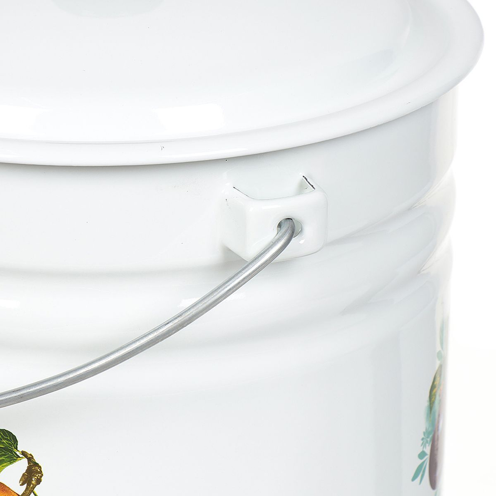 Ведро сталь, эмаль, 10 л, с крыш, бел,сл кость, хозяйственное, с поддоном, Керчь, с декором, 41304-2