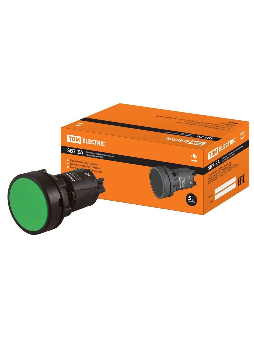 Кнопка SB7-EA31 d22мм 1з зеленая TDM