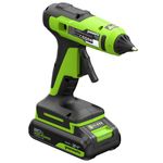 Пистолет клеевой акк. Greenworks G24GLG, 24V, 150°С, нагрев 90 сек, стержни 11 мм, антикапля,1х2Ач,ЗУ,кор (3502207CUA)