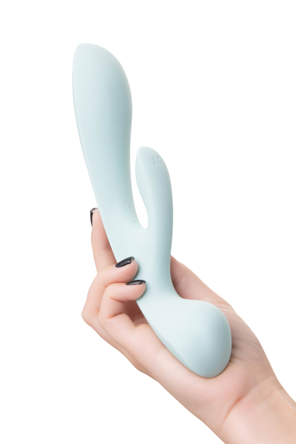 Нереалистичный вибратор Satisfyer Triple Oh, голубой