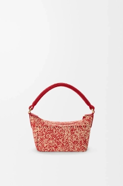 Loewe Мини-сумка Cala из телячьей кожи и рафии, красный