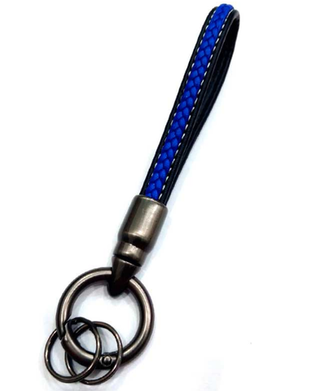 Брелок для ключей Кожа Хлястик (декор плетенка) X105-A-BLU синий