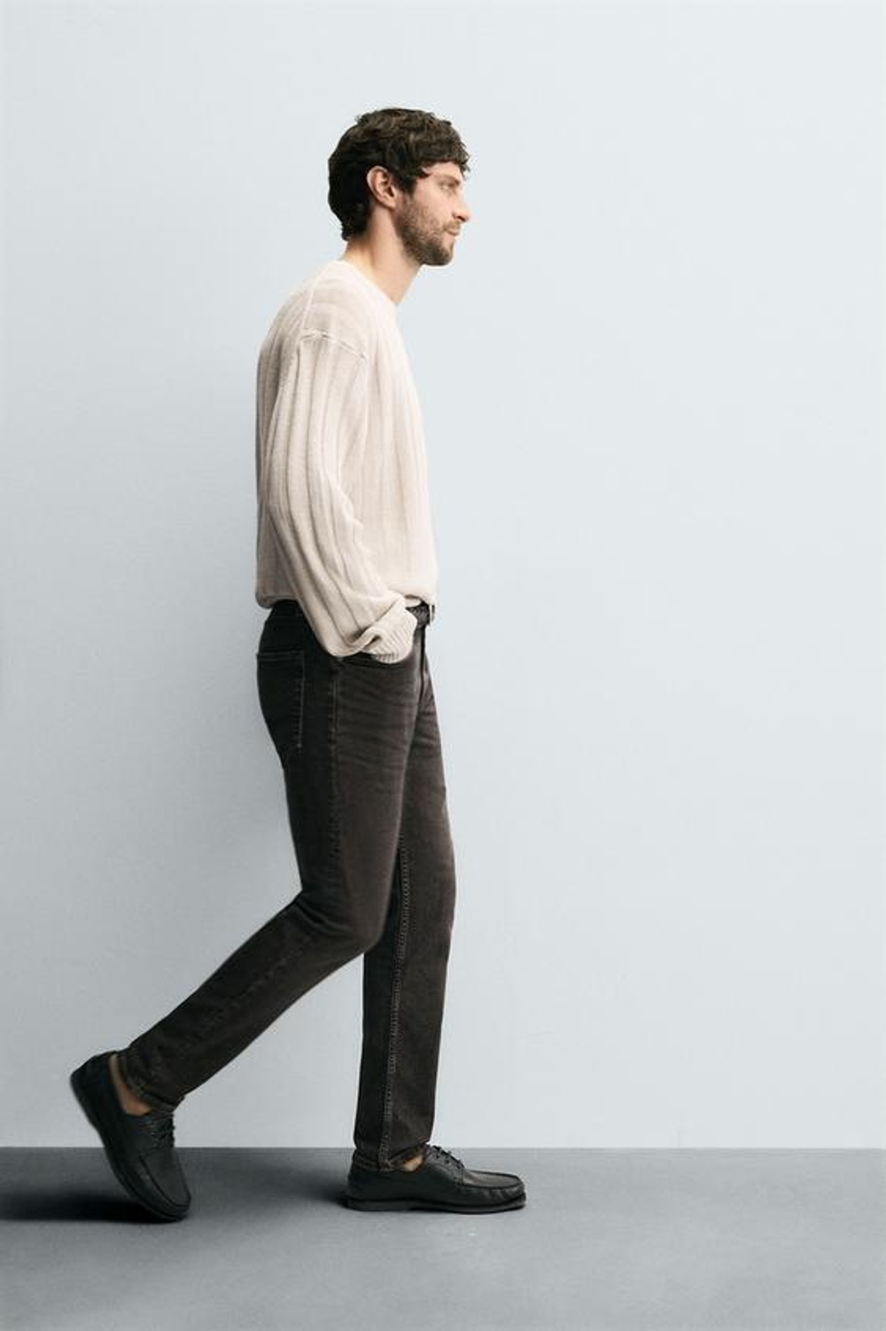 ZARA ДЖИНСЫ SLIM FIT БАЗОВЫЕ, СЕРЫЙ / БЕЖЕВЫЙ