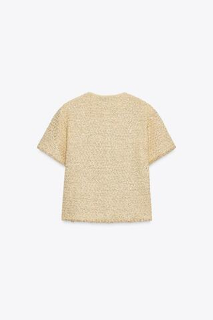 ZARA КАРДИГАН С ПАЙЕТКАМИ, ЦВЕТ СЛИВОЧНОГО МАСЛА