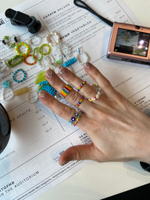 rainbow flower rings set