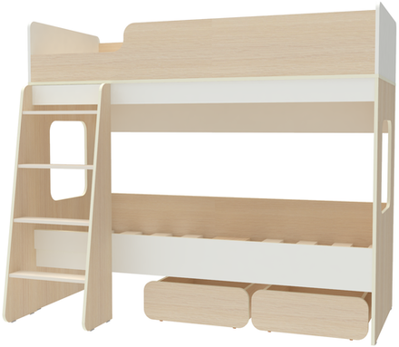 Двухъярусная кровать КарИВи Л-38  Дуб Молочный Белый