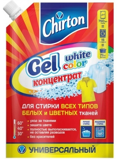Chirton Gel д/стирки всех типов бел. и цв. тканей 750мл. м/у