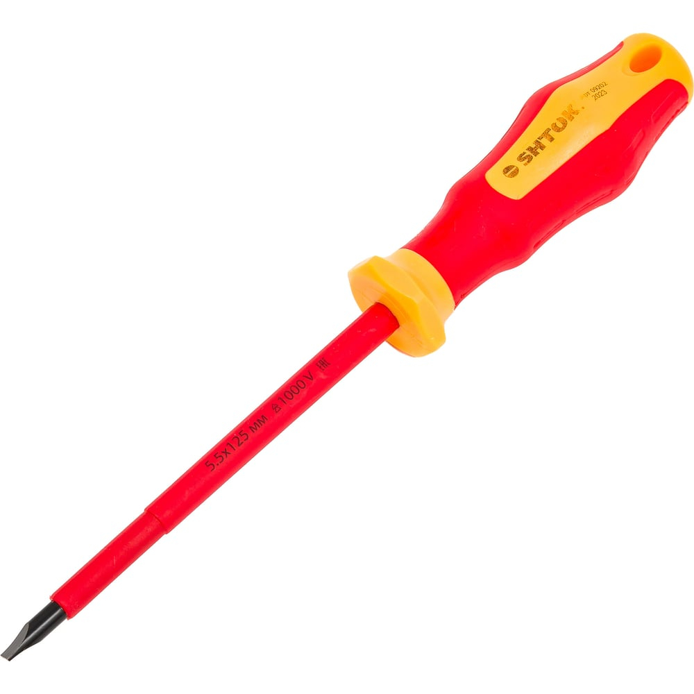Диэлектрическая шлицевая отвертка SHTOK 1000В 5.5x125 мм 09202