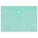 Папка-конверт на кнопке А4 Brauberg Pastel, 200 мкм, аквамарин