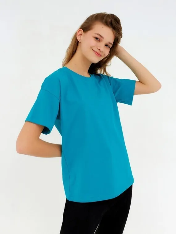 Футболка женская MINAKU: Basic line, цвет аквамарин, размер 50