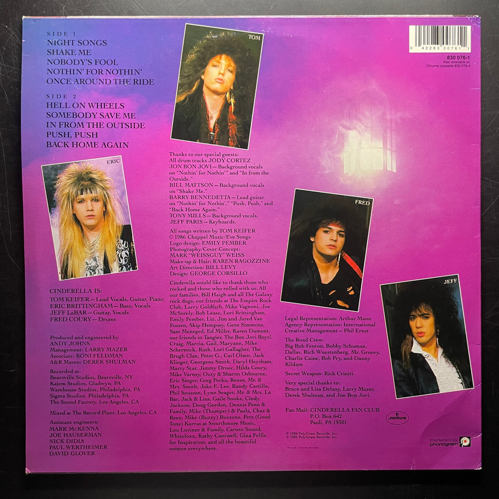 Cinderella ‎– Night Songs (Голландия 1986г.)