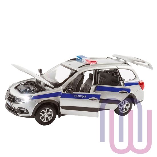 МОДЕЛЬ МАШИНЫ 1/24 LADA GRANTA CROSS ПОЛИЦИЯ СЕРЕБРЯНЫЙ