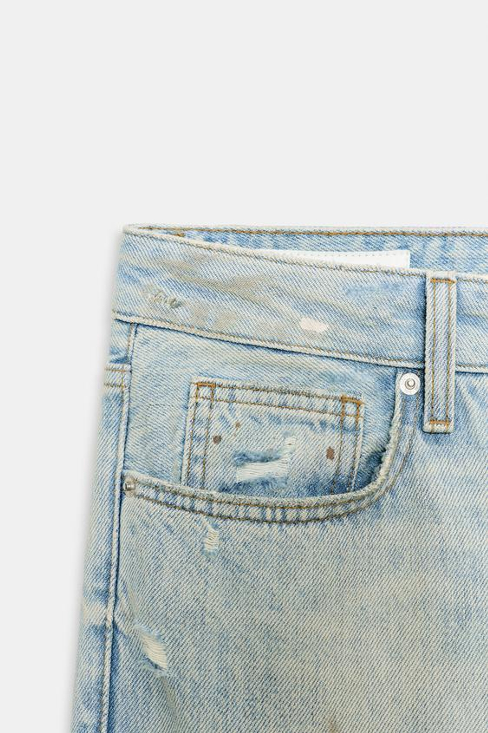 ZARA УКОРОЧЕННЫЕ ПРЯМЫЕ ДЖИНСЫ TRF СО СРЕДНЕЙ ПОСАДКОЙ, ГОЛУБОЙ