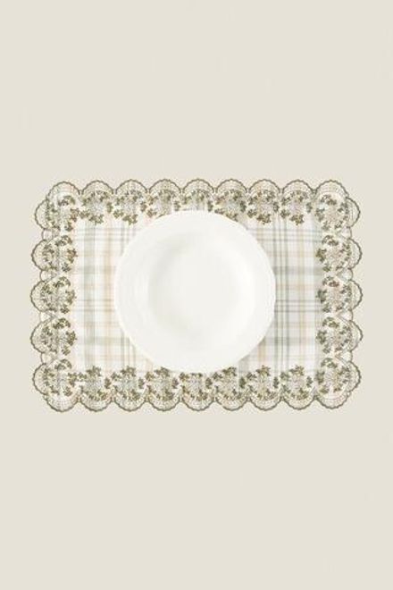 ZARA HOME КЛЕТЧАТАЯ ЛЬНЯНАЯ САЛФЕТКА, ЗЕЛЕНЫЙ