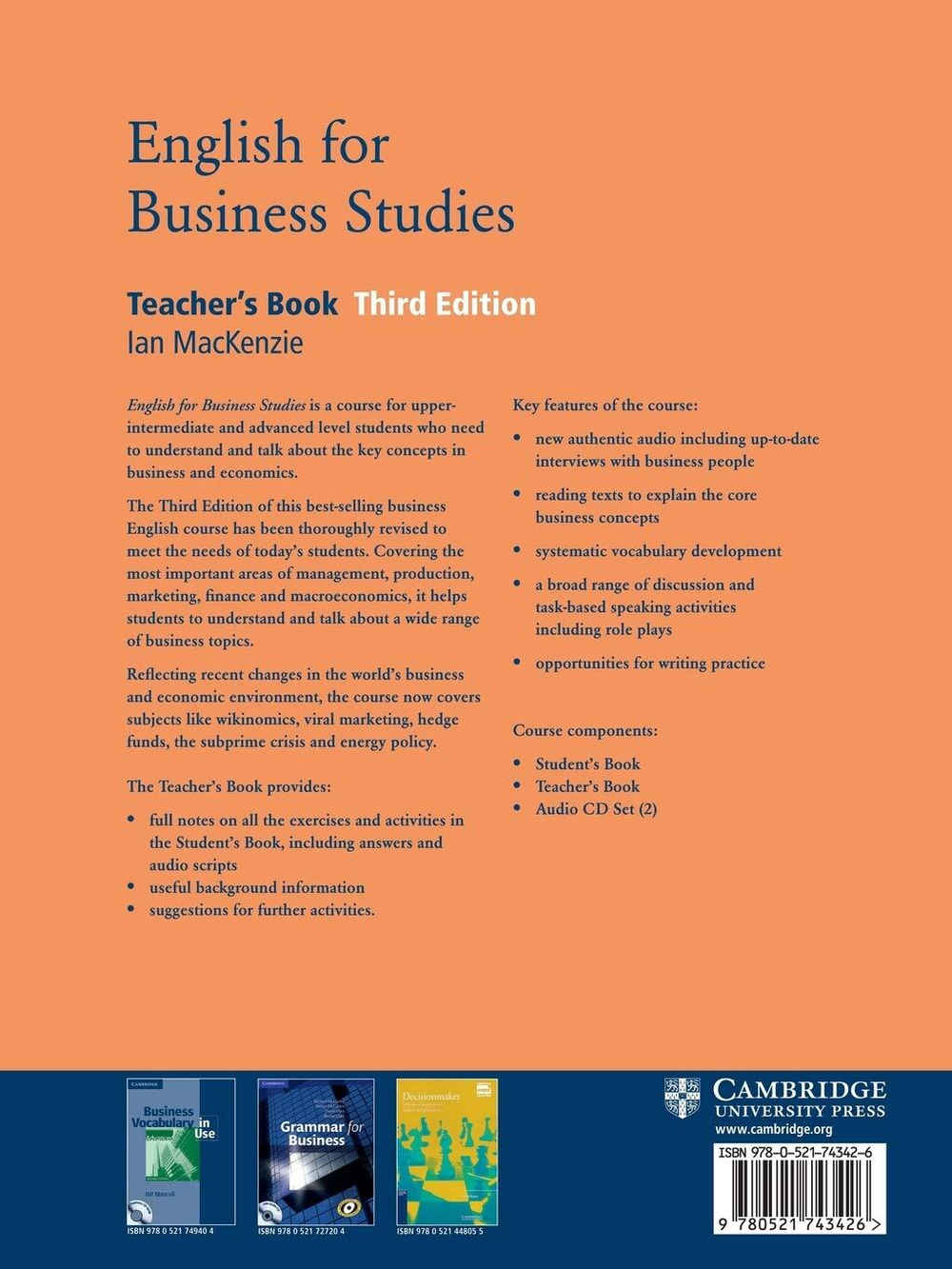 English for Business Studies Teacher's Book: A Course for Business Studies and Economics Students 3rd Edition( Книга для учителя)