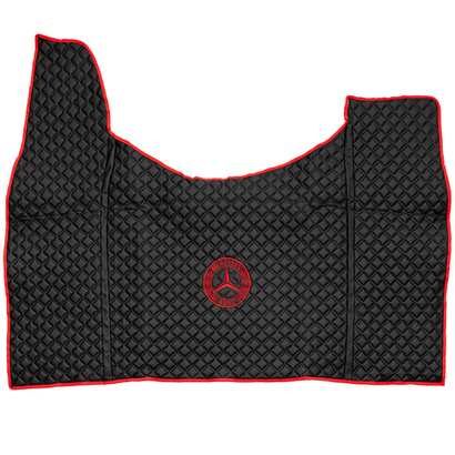 Ковры MERCEDES Actros MP3 (автомат) с шахтой (экокожа, черный, красный кант, красная вышивка)