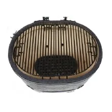 Керамический угольный гриль Primo Oval XL 400, 64 см, на столе с боковыми композитными столешницами