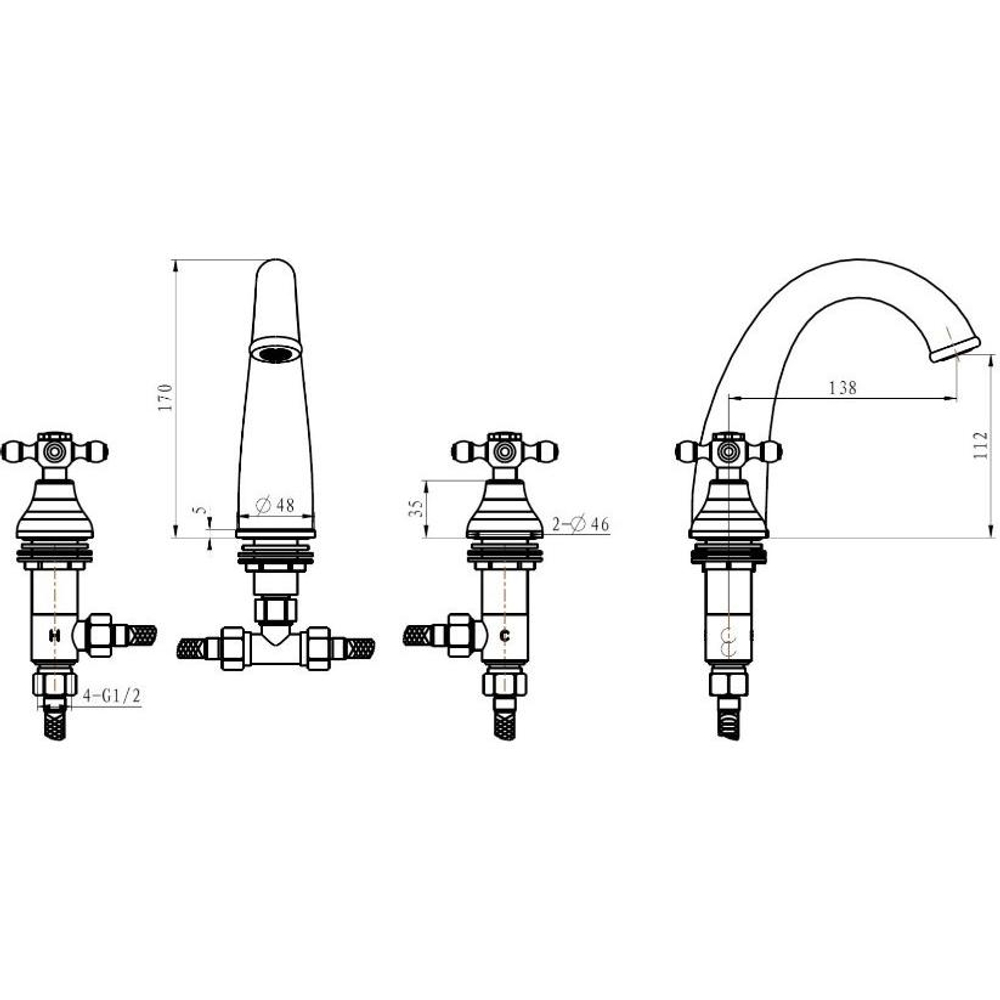 Смеситель для раковины Boheme Flora 317-FL