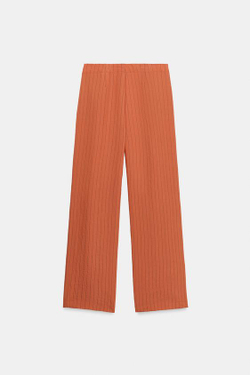 ZARA БРЮКИ ПРЯМОГО КРОЯ В ПОЛОСКУ, МЕДНЫЙ