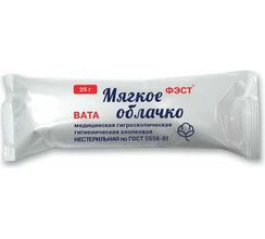Вата медицинская гигроскопическая гигиеническая хлопковая нестерильная  по ГОСТ 5556-81 25 гр. 
, арт. 2678