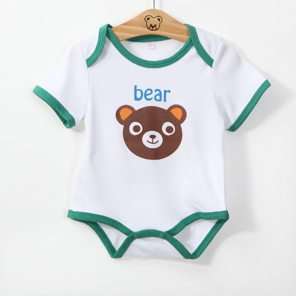 Боди детское с контрастной окантовкой и принтом медведя