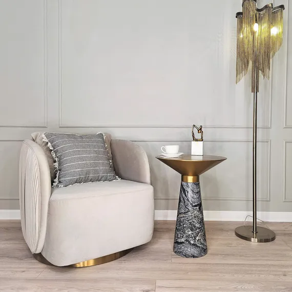 Журнальный столик Iris, Ø45х60 см, мрамор, латунь