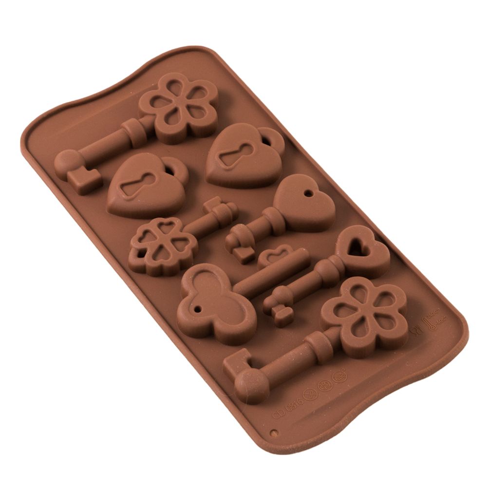 Форма силиконовая для шоколада &quot;Ключики и замочки&quot;, 20*10 см Caramella