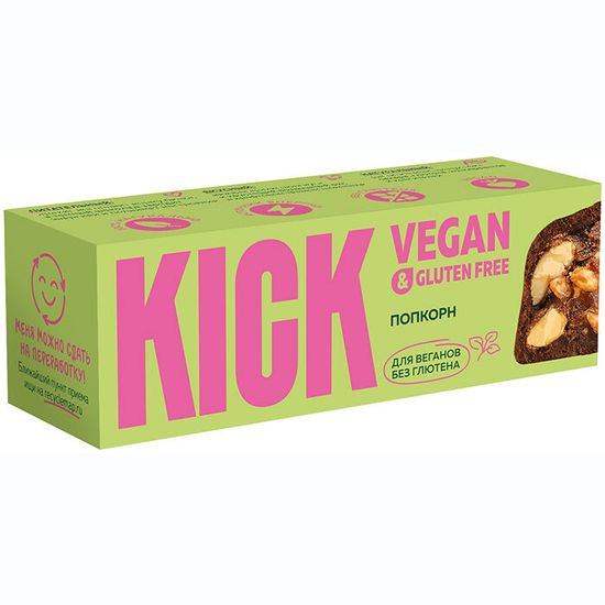 Батончик с воздушным рисом на глюкозно-фруктозном сиропе в темном шоколаде KICK 45 г/10 шт