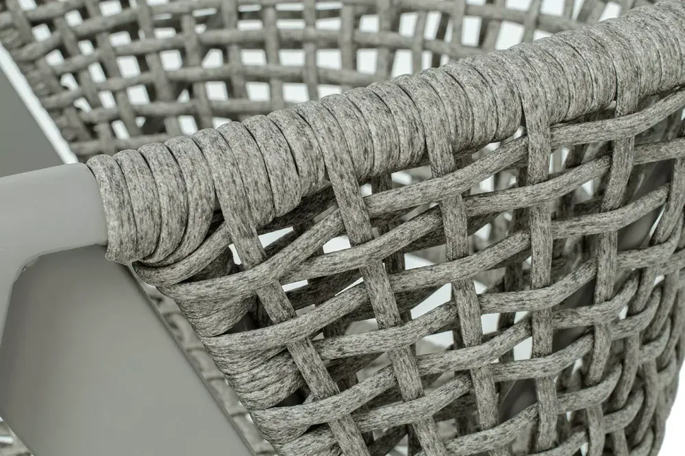 "Амстердам" стул плетеный из роупа, каркас алюминий, роуп серый круглый