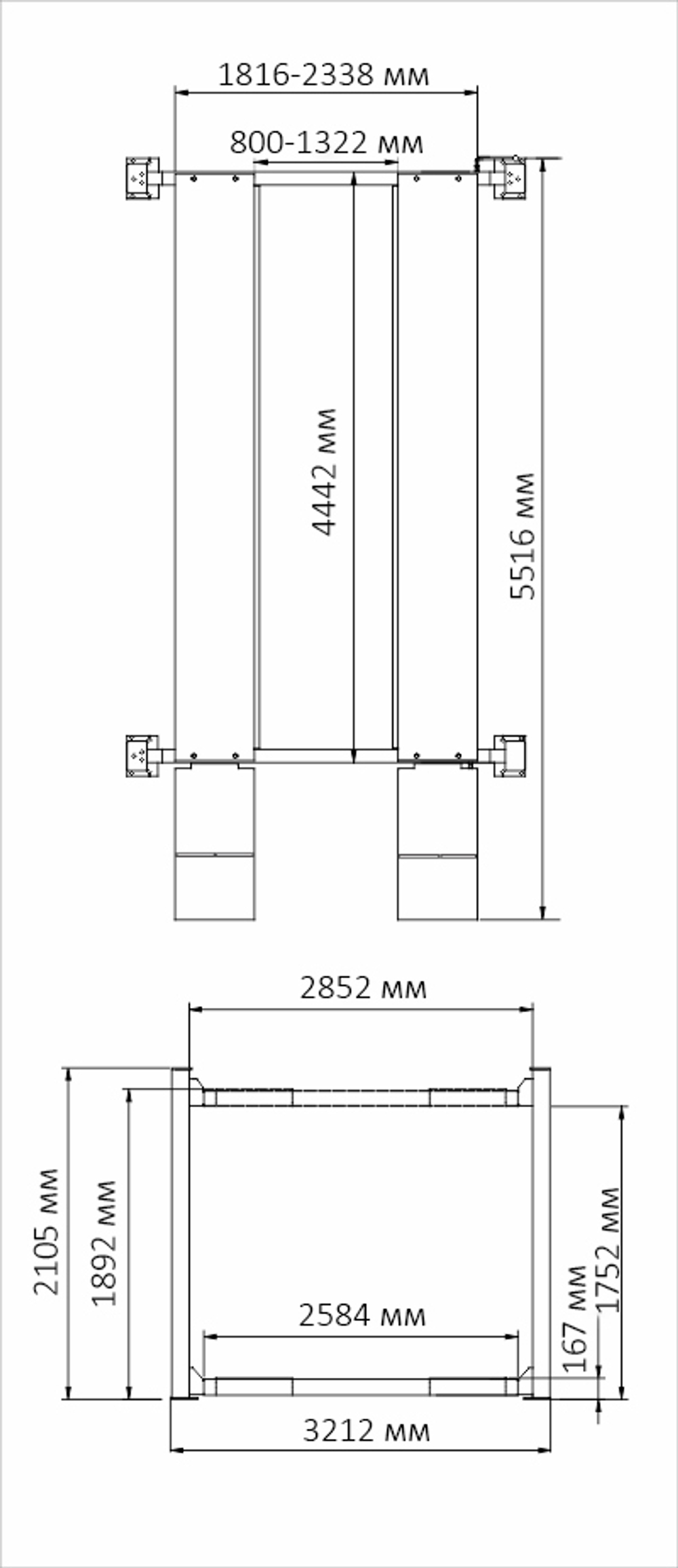 KHL-4000 Подъемник четырехстоечный, 4 тонны, для слесарных работ
