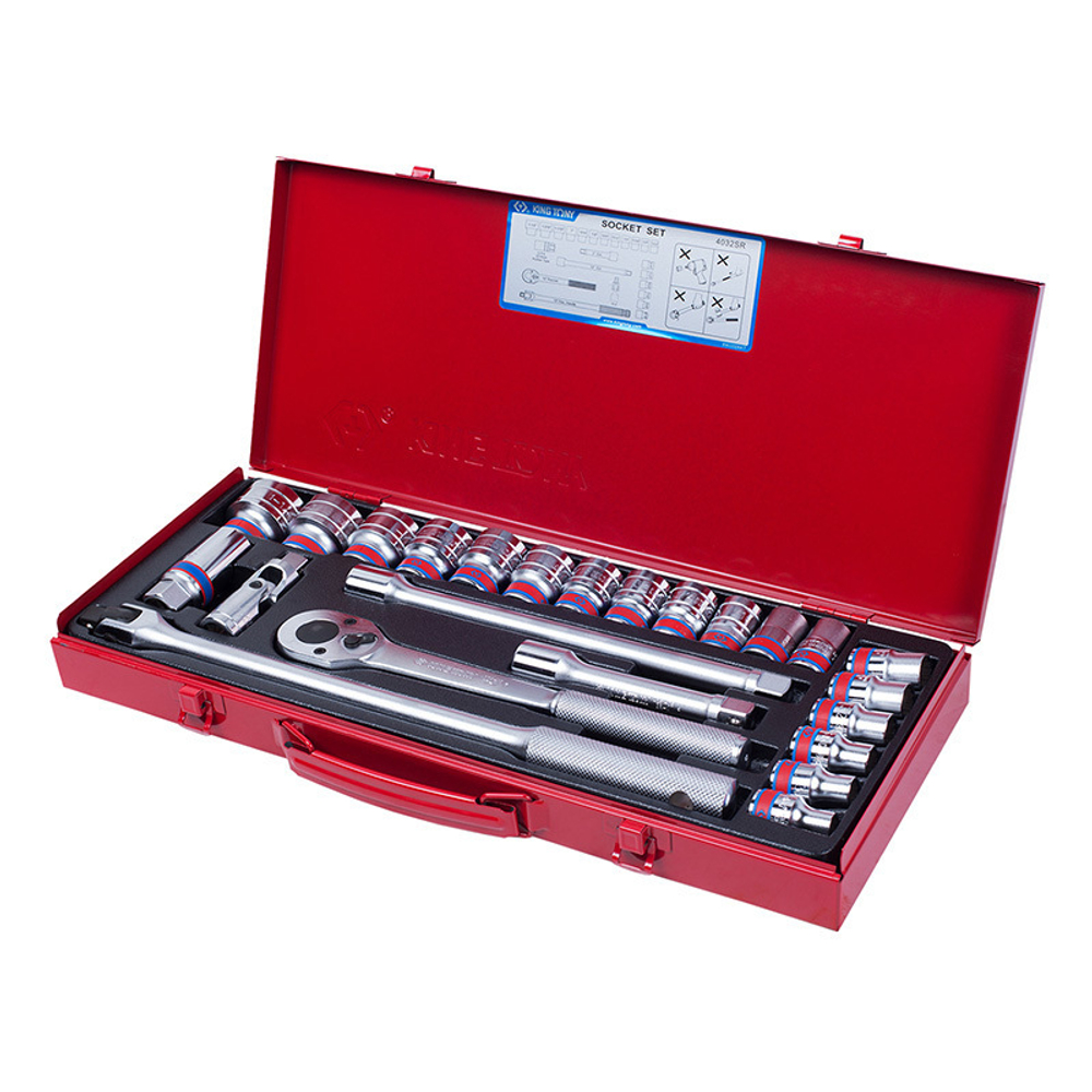 Набор торцевых головок с принадлежностями 1/2&quot;, двенадцатигранные, 5/16&quot;-1&1/4&quot;, 24 предмета KING TONY 4032SR