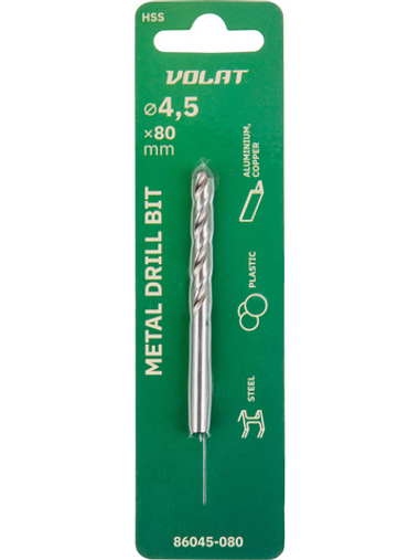 Сверло по металлу ц/х 4.5х47х80 мм HSS ВОЛАТ