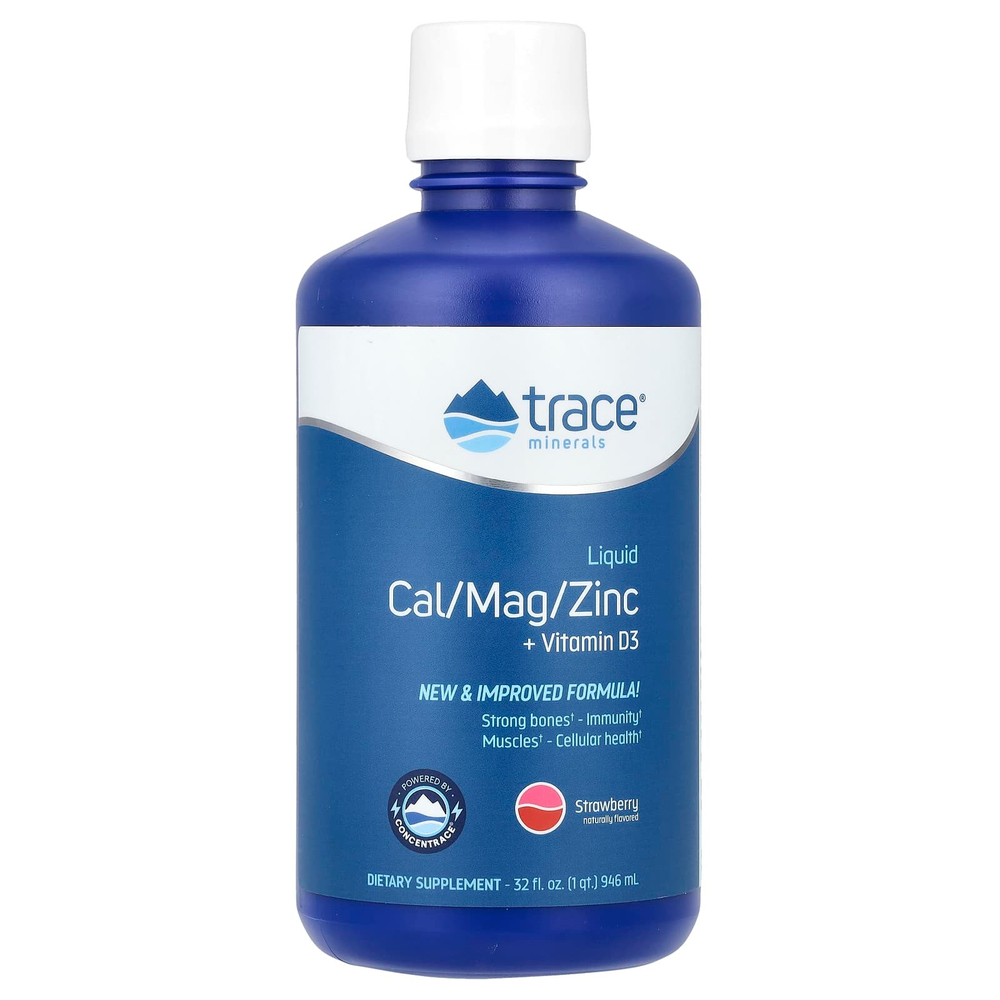 Trace, Liquid Cal / Mag / Zinc + Vitamin D3, клубника, 946 мл (32 жидк. Унции)