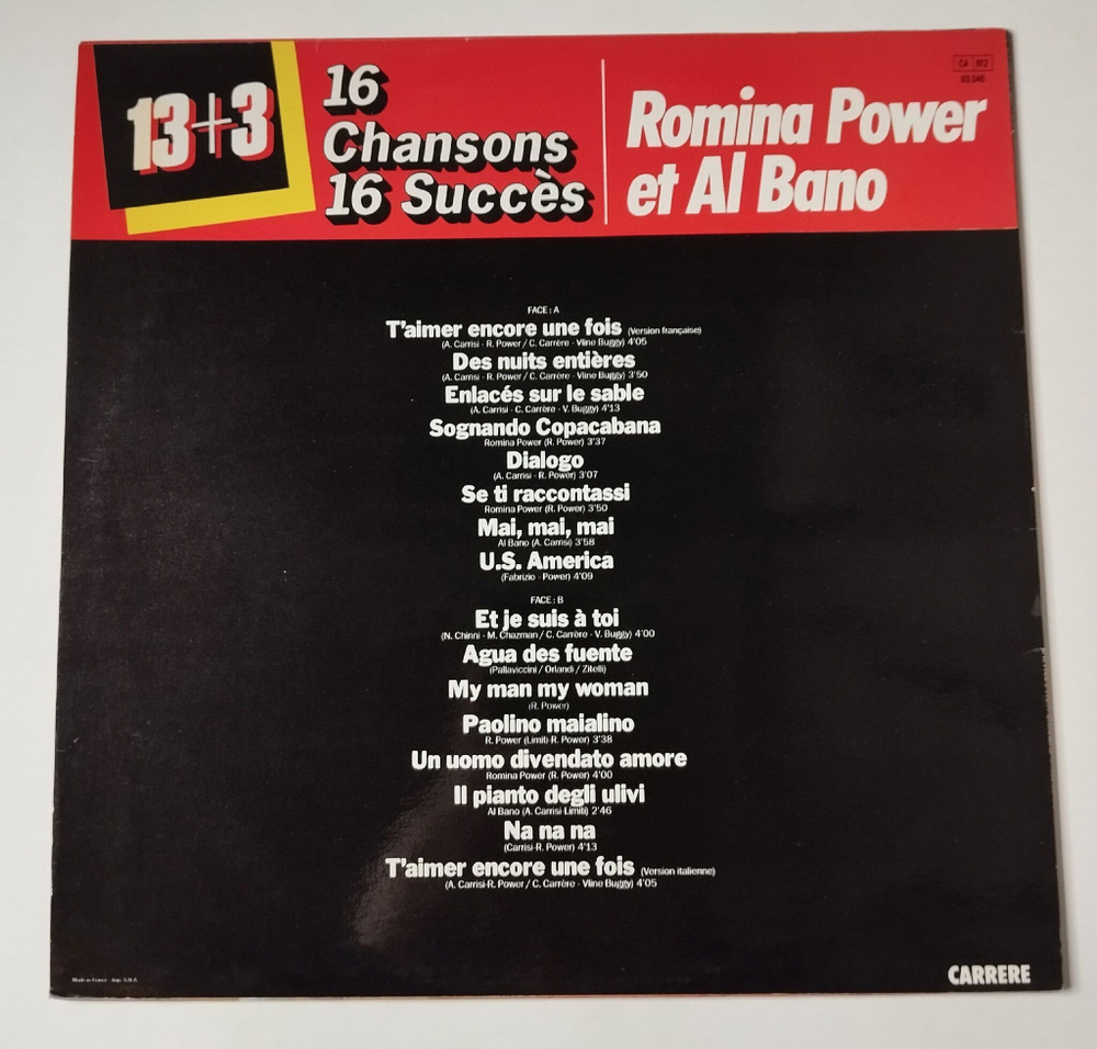 Винтажная виниловая пластинка LP Romina Power Et Al Ban Аль Бано И Ромина Пауэр 16 Chansons 16 Succes (France 1982)
