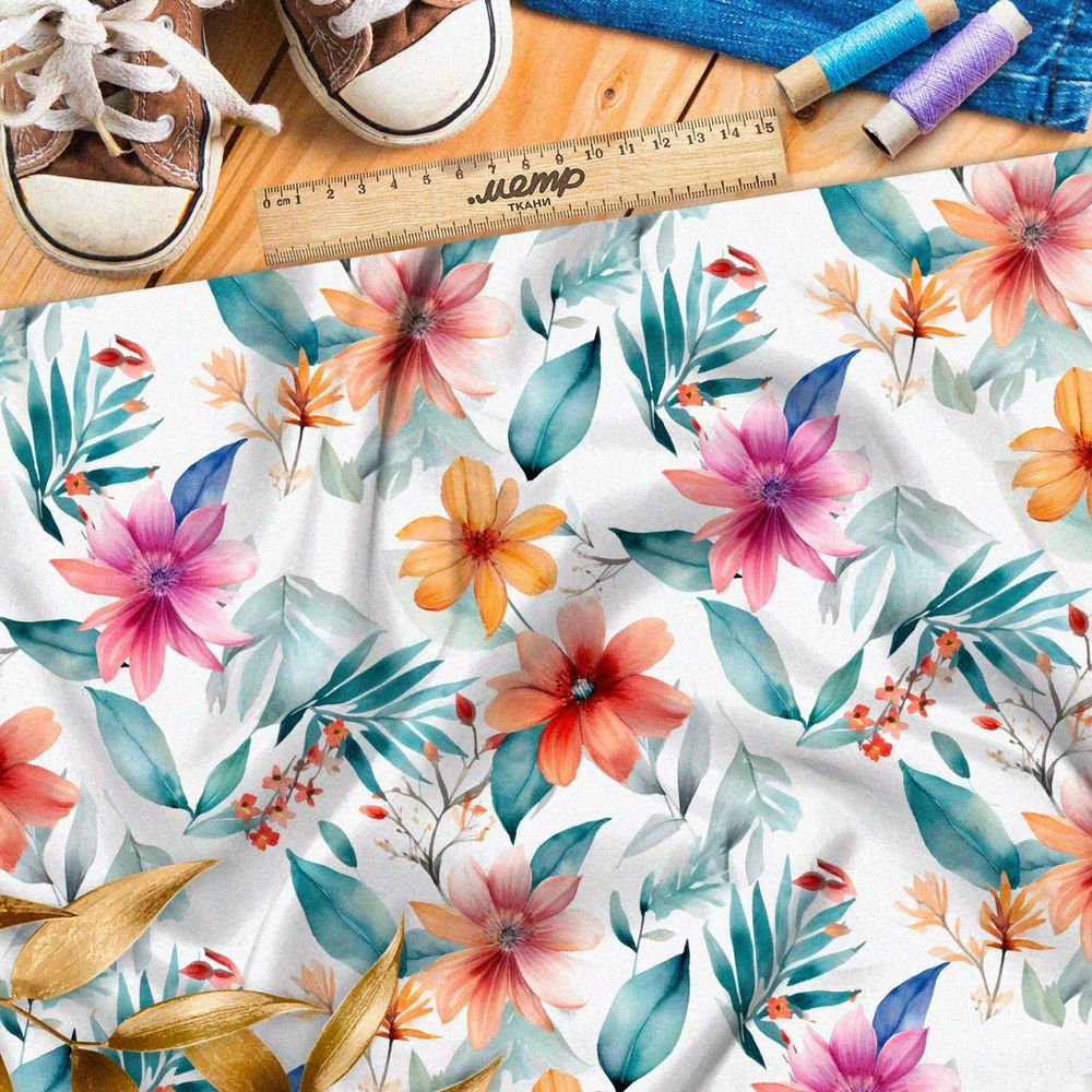 Ткань Ниагара Софт цветочный взрыв