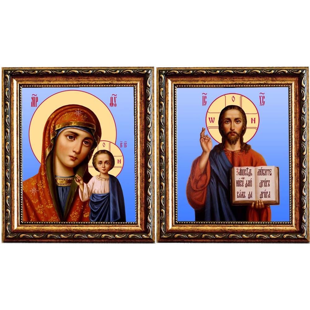 Казанская Божья Мать и Спаситель. Иконы на холсте.