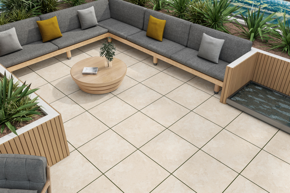 Ennface Outdoor Travertine Cross Beige 60x60